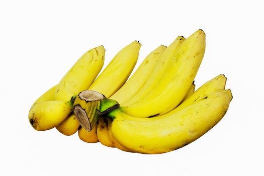 isolate comb of yellow bananas fruit on white background