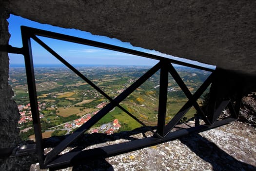 Panoramic view of the plain from the walls of the san marino castle
