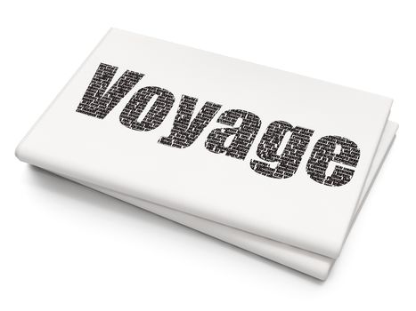Vacation concept: Pixelated black text Voyage on Blank Newspaper background, 3D rendering