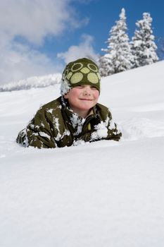 Portrait of boy in the snow