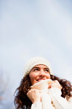 young woman with muffler