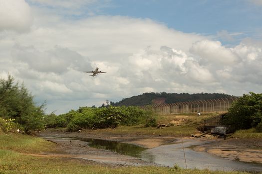 taking off from the airport the plane