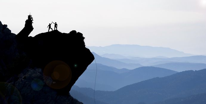 challenging rock climbing and success