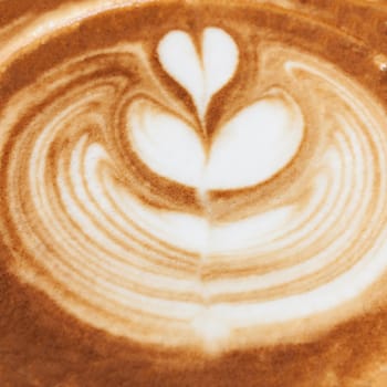 closeup of coffee latte pattern, time already been enjoy coffee