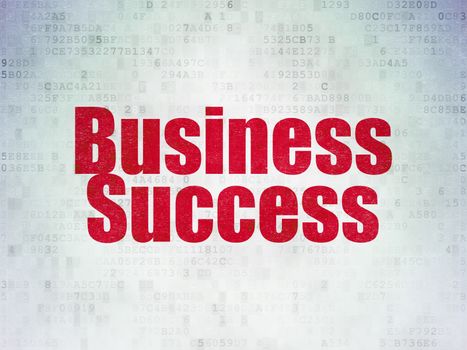 Finance concept: Painted red word Business Success on Digital Data Paper background