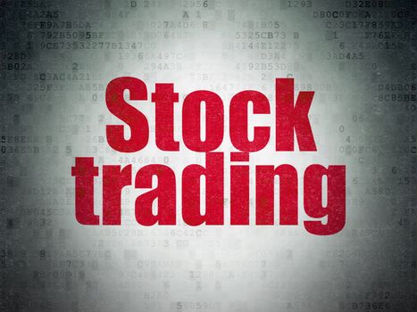 Business concept: Painted red word Stock Trading on Digital Data Paper background