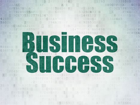 Business concept: Painted green word Business Success on Digital Data Paper background