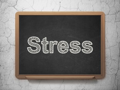 Health concept: text Stress on Black chalkboard on grunge wall background, 3D rendering