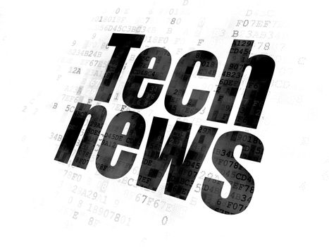 News concept: Pixelated black text Tech News on Digital background