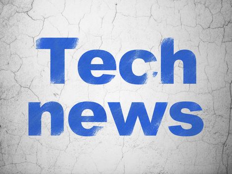 News concept: Blue Tech News on textured concrete wall background
