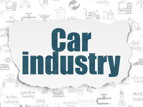 Manufacuring concept: Painted blue text Car Industry on Torn Paper background with  Hand Drawn Industry Icons