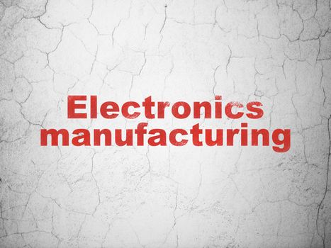 Industry concept: Red Electronics Manufacturing on textured concrete wall background