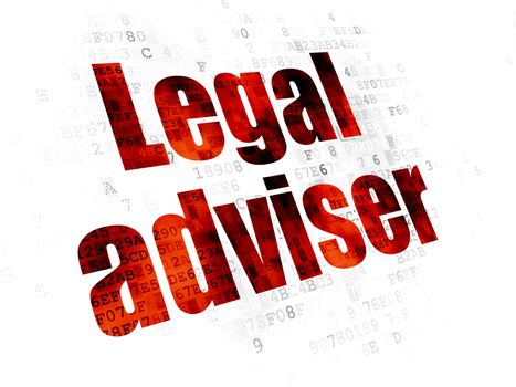 Law concept: Pixelated red text Legal Adviser on Digital background