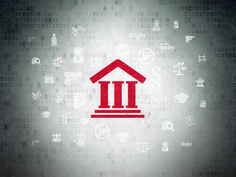 Law concept: Painted red Courthouse icon on Digital Data Paper background with  Hand Drawn Law Icons