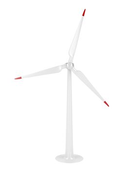 Wind turbine on white background