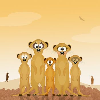 illustration of family of meerkats