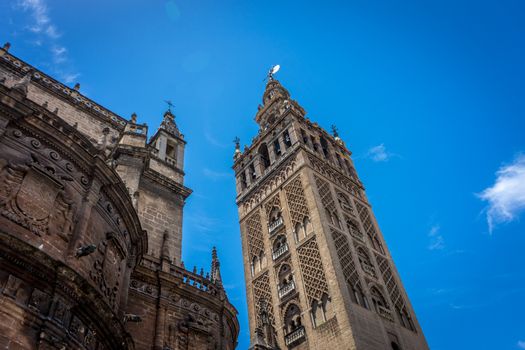 The Giralda Bell tower in Seville, Spain, Europe