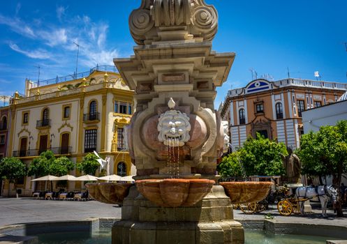 Water fountain on the streets of Seville, Spain, Europe