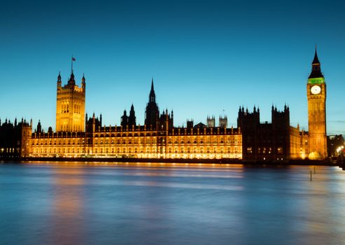 Big Ben and Houses of parliament at dusk, London, UK