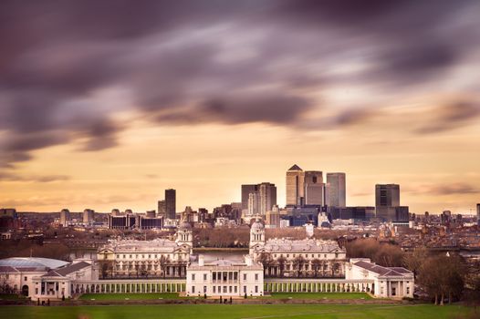 Cityscape view from Greenwich hill of London, England, UK