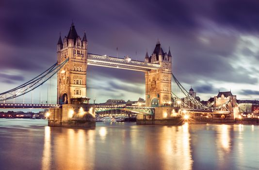 Famous Tower Bridge in the evening, London, England
