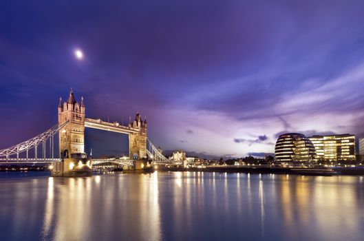 View of Tower Bridge in the evening - London
