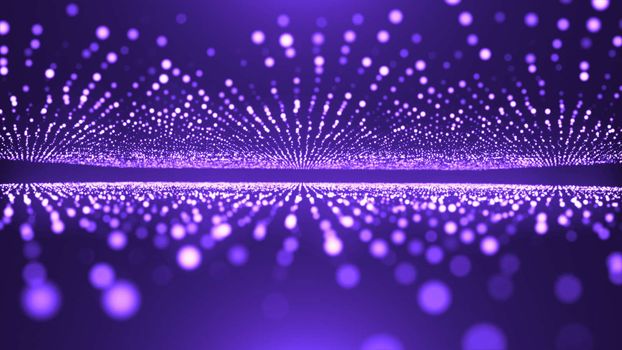 Abstract background with animation of flying flicker particles. Magic backdrop. 3d rendering
