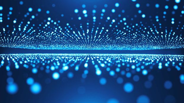 Abstract background with animation of flying flicker particles. Magic backdrop. 3d rendering