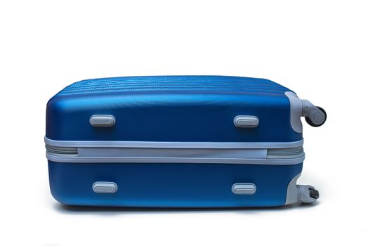 blue travel suitcase isolated on white with clipping path