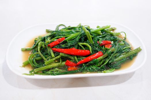 Stir-Fried Chinese Morning Glory (phad puk boong fri dang)