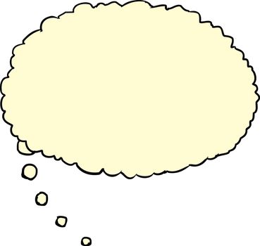 Single yellow thought balloon over white background