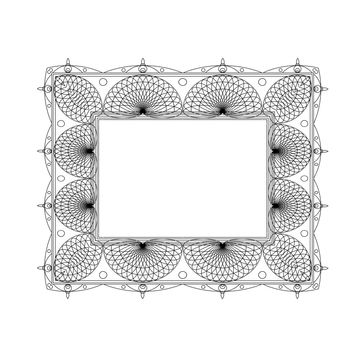  set of ornate line art frames and borders. Black outline elements for invitations or greeting cards.