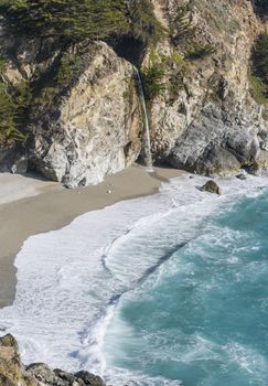 Julia Pfeiffer Burns Falls in spring. Julia Pfeiffer Burns State Park, CA.