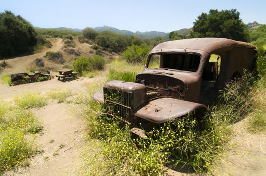 Remnants of the MASH television show site along Crags Rd. in Malibu Creek State park, CA.