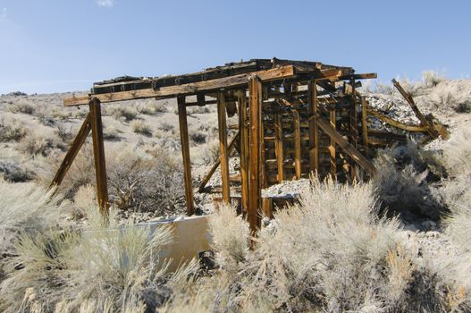 Boarded up old pumice mine shaft, Mono County California