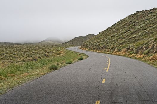Foggy road in Death Valley National Park, California