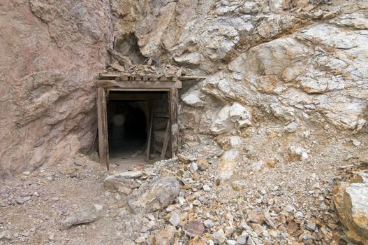Abandoned mine entrance in Death Valley, CA