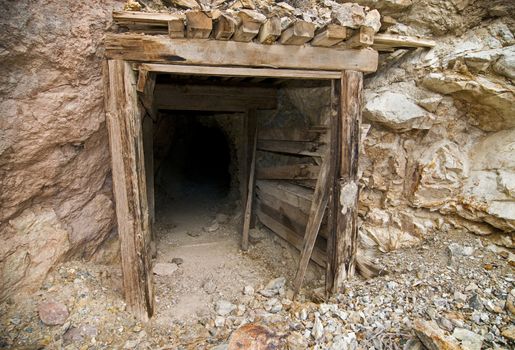Abandoned mine entrance in Death Valley, CA