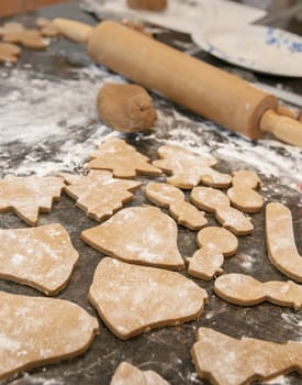 Making holiday gingerbread cookies