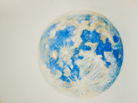 Painting of earth on white background,acrylic color on wall