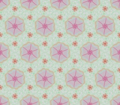 Pink flower and ivy is seamless patterns can be used for wallpaper pattern fills and background.