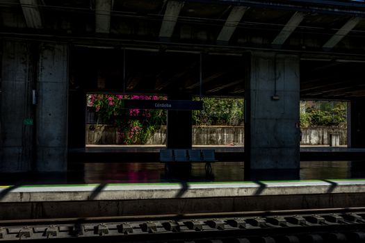 Seats to sit at the Cordoba railway station on June 20, 2017, Spain, Europe