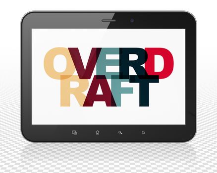 Business concept: Tablet Pc Computer with Painted multicolor text Overdraft on display, 3D rendering