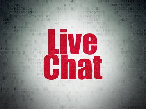 Web design concept: Painted red word Live Chat on Digital Data Paper background