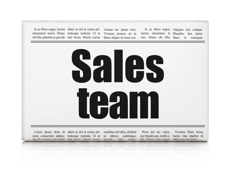 Advertising concept: newspaper headline Sales Team on White background, 3D rendering