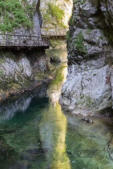 The fabulous Vintgar Gorge near lake Bled in Slovenia.