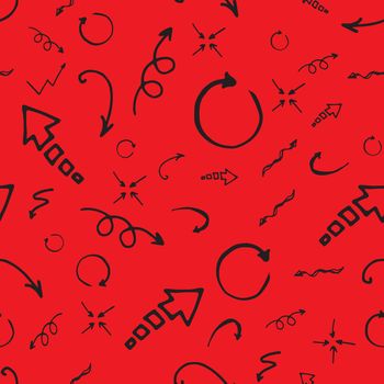 Seamless pattern. Doodle ink, hand drawn pointers, arrows and other signs. image