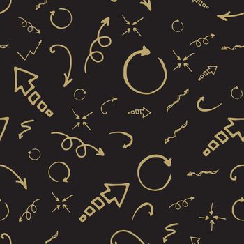 Seamless pattern. Doodle ink, hand drawn pointers, arrows and other signs. image.