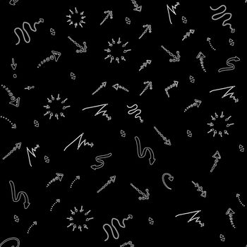 Seamless pattern. Doodle ink, hand drawn pointers, arrows and other signs. image.