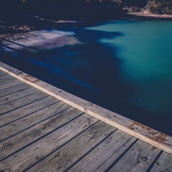 Beautiful view of Coles Bay and the Freycinet Pier in Tasmania.